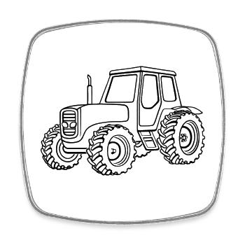 Tractor, black - Square fridge magnet - white - Front
