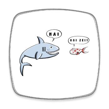 Requin Et Koi I Dictés Drôles I Cadeau De Poisson - Magnet carré - blanc - Devant