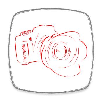camera - Square fridge magnet - white - Front