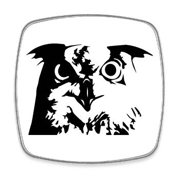 Eule, Owl - Grafik, Vogel, UHU - Viereckiger Kühlschrankmagnet - Weiß - Vorne