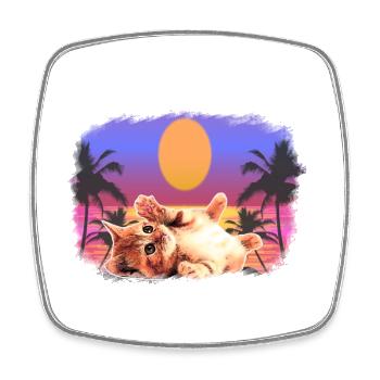 Baby cat palms sun - Square fridge magnet - white - Front