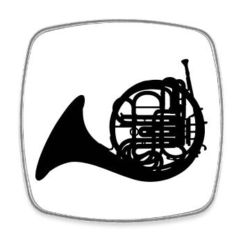 French Horn - Square fridge magnet - white - Front