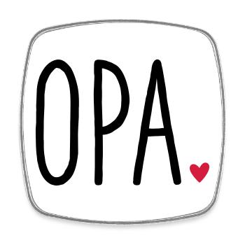 Opa Herz - Geschenk Enkel Liebe - Viereckiger Kühlschrankmagnet - Weiß - Vorne