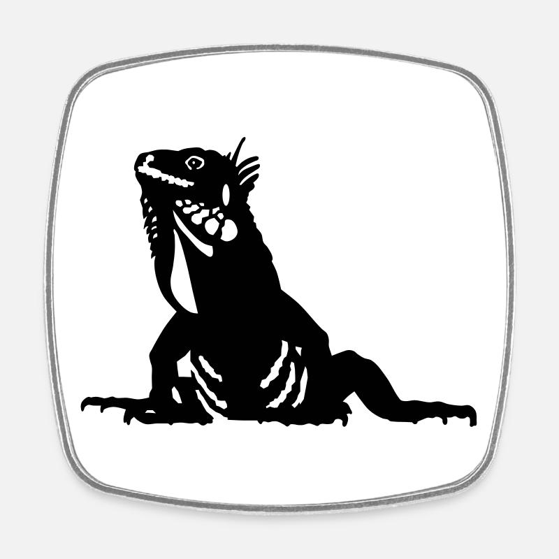 Iguana - Viereckiger Kühlschrankmagnet - Weiß