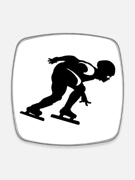 short track - Square fridge magnet - white