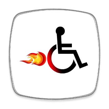 Wheelchair user with flames # - Square fridge magnet - white - Front