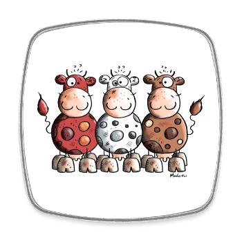 Drôles Vaches Colorés - Magnet carré - blanc - Devant
