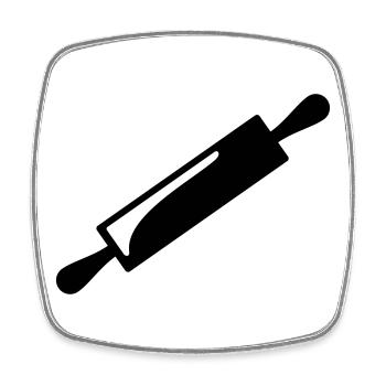 Rolling pin - Square fridge magnet - white - Front