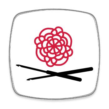 crochet - Square fridge magnet - white - Front