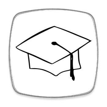 Graduation hat - Square fridge magnet - white - Front