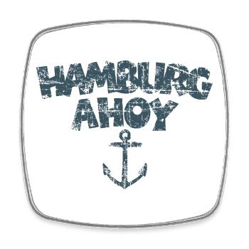 Hamburg Ahoy Anker (Vintage/Blau) - Viereckiger Kühlschrankmagnet - Weiß - Vorne