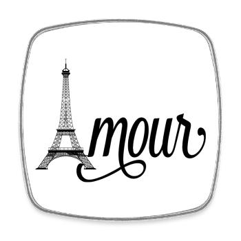 Amour Paris - Tour Eiffel - Magnet carré - blanc - Devant