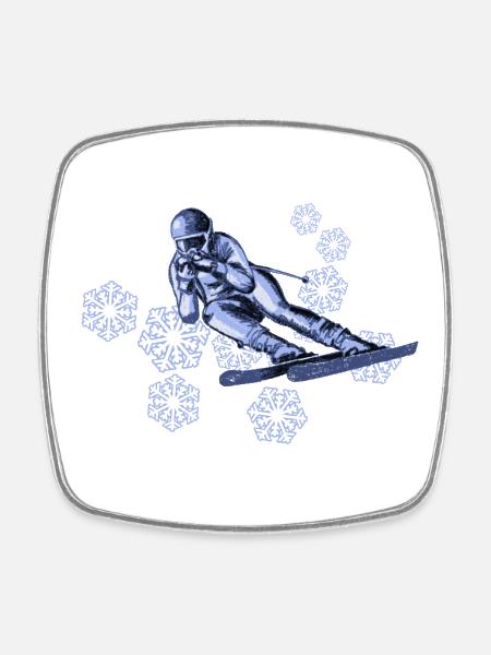 skiing - Magnet carré - blanc