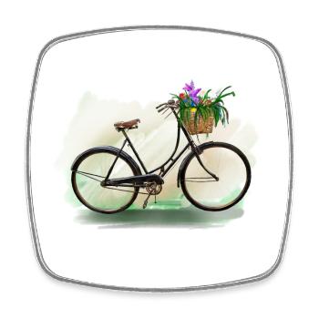 Bicycle with flowers - Square fridge magnet - white - Front