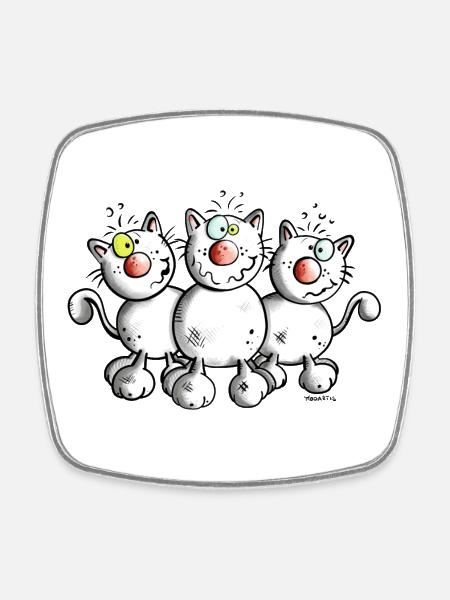 Funny Cats - Square fridge magnet - white