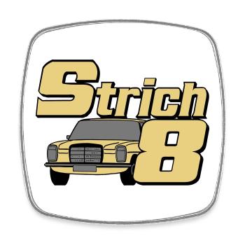 MB W115 W114 , Strich 8 , Oldtimer Kult (25) - Viereckiger Kühlschrankmagnet - Weiß - Vorne