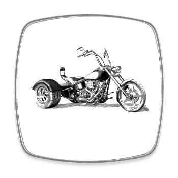 Trike - Viereckiger Kühlschrankmagnet - Weiß - Vorne