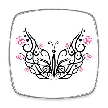 Butterfly with cherry blossoms - Square fridge magnet - white - Front