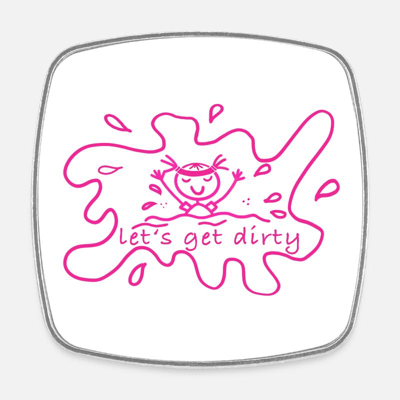 Mud run - Square fridge magnet - white