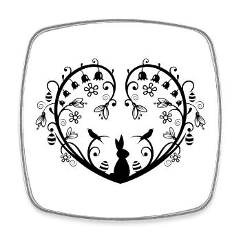 Heart with Easter bunny, snowdrops and easter eggs - Square fridge magnet - white - Front
