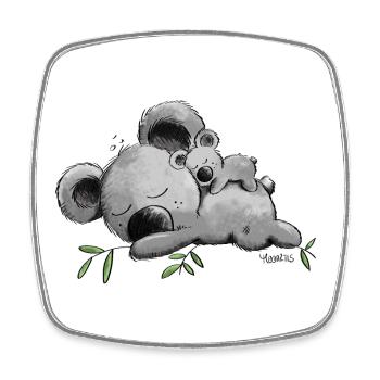 Koala mit Baby - Viereckiger Kühlschrankmagnet - Weiß - Vorne