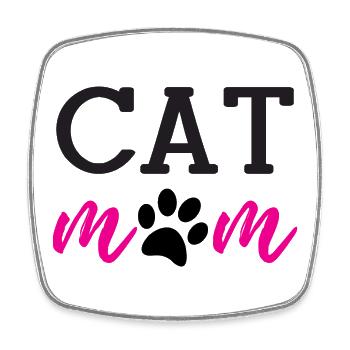 Cat Mom - Viereckiger Kühlschrankmagnet - Weiß - Vorne