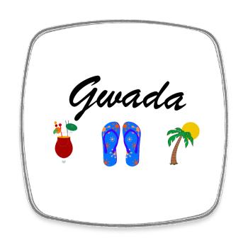T-Shirt Guadeloupe Gwada Sonne Rum Meer Strand - Viereckiger Kühlschrankmagnet - Weiß - Vorne