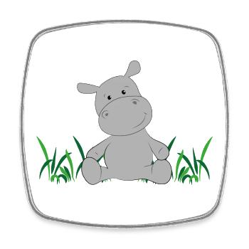 Hippopotamus on meadow - Square fridge magnet - white - Front