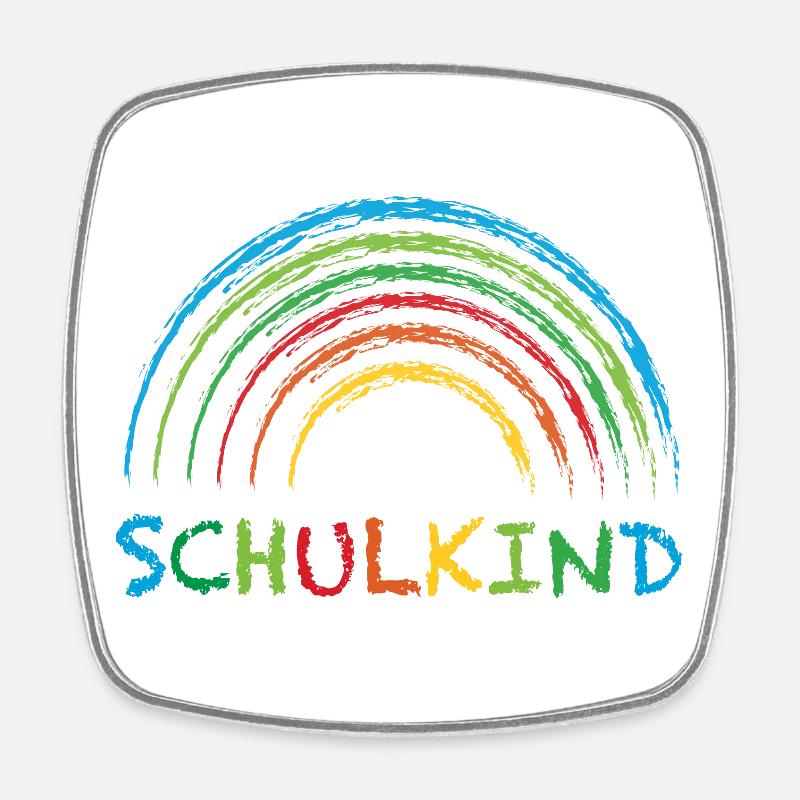 Schulkind Regenbogen Geschenk Einschulung - Viereckiger Kühlschrankmagnet - Weiß