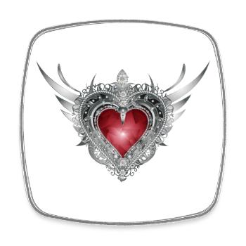 heavenly costume heart with silver wings - Square fridge magnet - white - Front