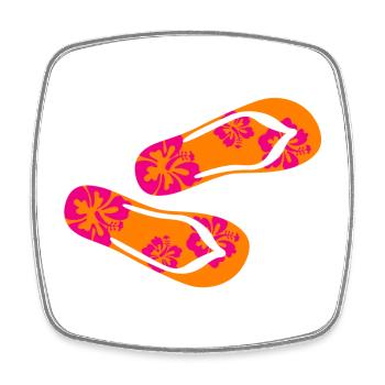 Slippers Hibiscus Flip Flops Summer Holiday Fun - Square fridge magnet - white - Front