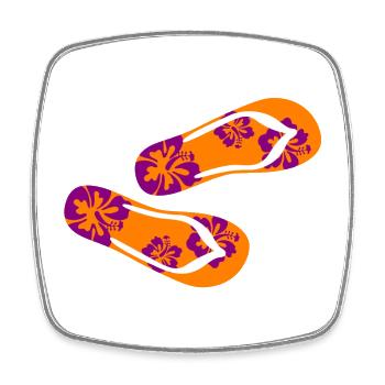 Hawaiian flip flops purple flip flops summer vacation - Square fridge magnet - white - Front