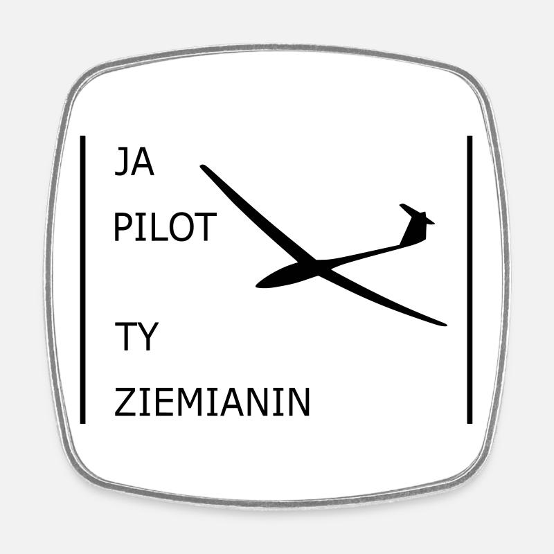 Glider pilot szybowcowy - Square fridge magnet - white