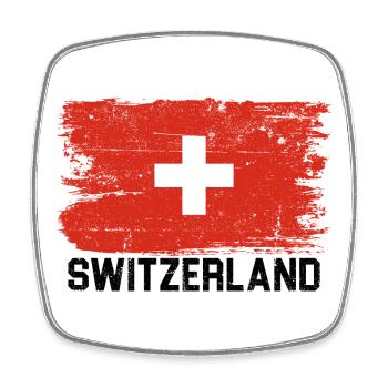 Swiss Flag Brush Cross - Square fridge magnet - white - Front