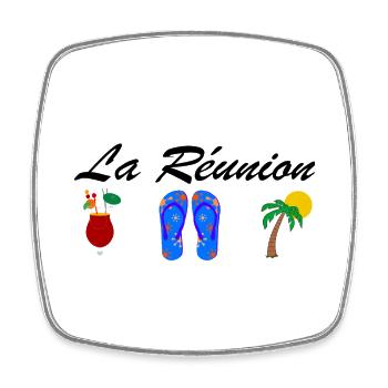 Tee shirt La réunion soleil rhum océan plage - Magnet carré - blanc - Devant