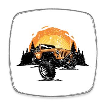 Sunrise Jeep Offroad Vista - Viereckiger Kühlschrankmagnet - Weiß - Vorne