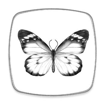 Monochrome Butterfly - Square fridge magnet - white - Front