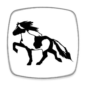 Cheval islandais tick 7, Pinto équitation islandaise - Magnet carré - blanc - Devant