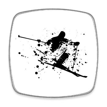 Skier Ski Freestyle Minimal Art - Square fridge magnet - white - Front