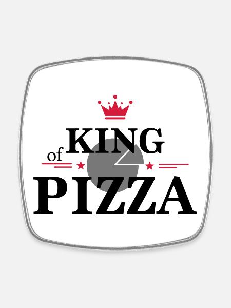 King of pizza - Square fridge magnet - white
