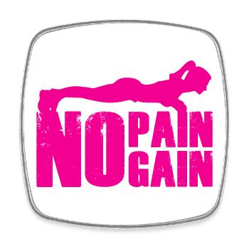 No Pain No Gain Strength Training Silhouette - Square fridge magnet - white - Front