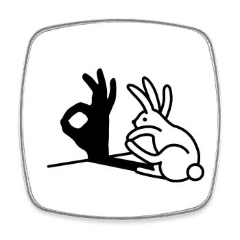 Rabbit Shadow Hand OK Okay Picobello Italy - Square fridge magnet - white - Front