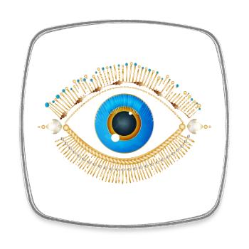 bright blue eye with golden eyelashes - Square fridge magnet - white - Front