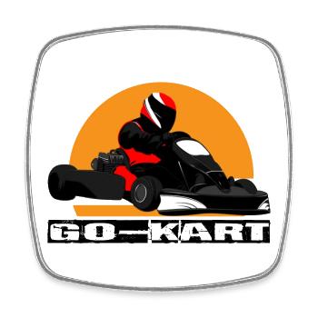 Go kart - Square fridge magnet - white - Front