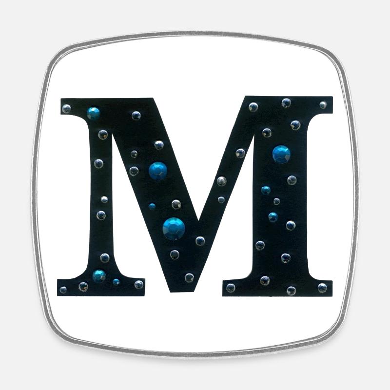 Lettre M Monogramme sur le thème de la galaxie - Magnet carré - blanc
