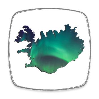 Iceland Iceland Northern Lights Topography Design - Square fridge magnet - white - Front