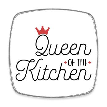 Queen of the Kitchen - Viereckiger Kühlschrankmagnet - Weiß - Vorne