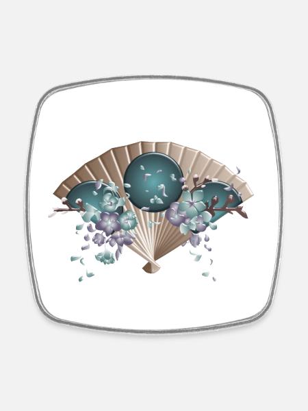 Japonais Mode Style Fleur de cerisier japonais - Magnet carré - blanc