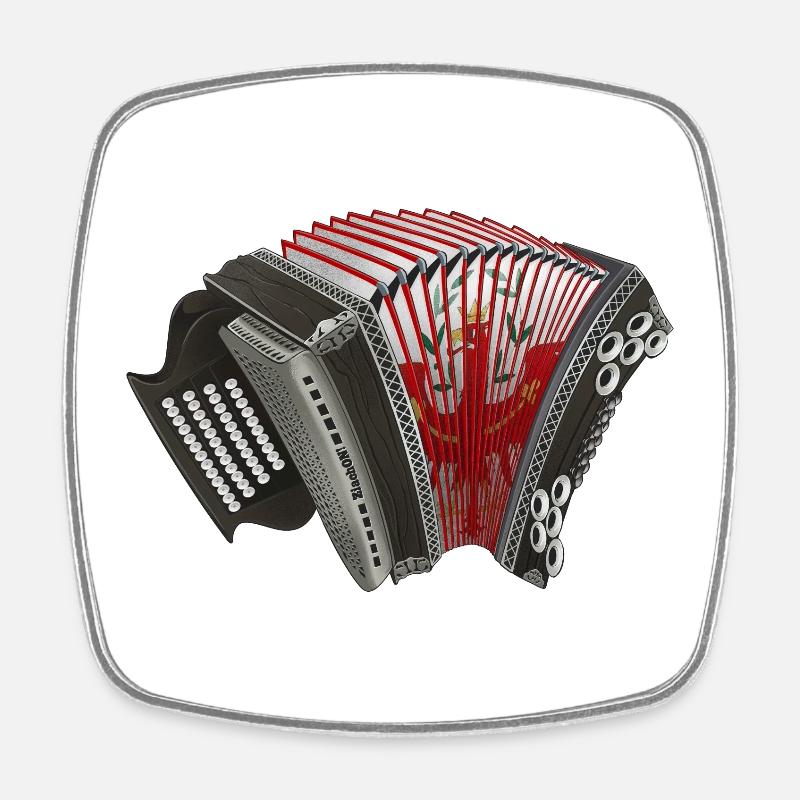 Harmonica de Styrie - Tyrol / Tyrol du Sud | ZiachON ! - Magnet carré - blanc