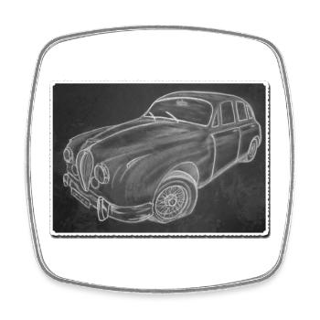 Vintage Jaguar - drawn - art on shirts... - Square fridge magnet - white - Front